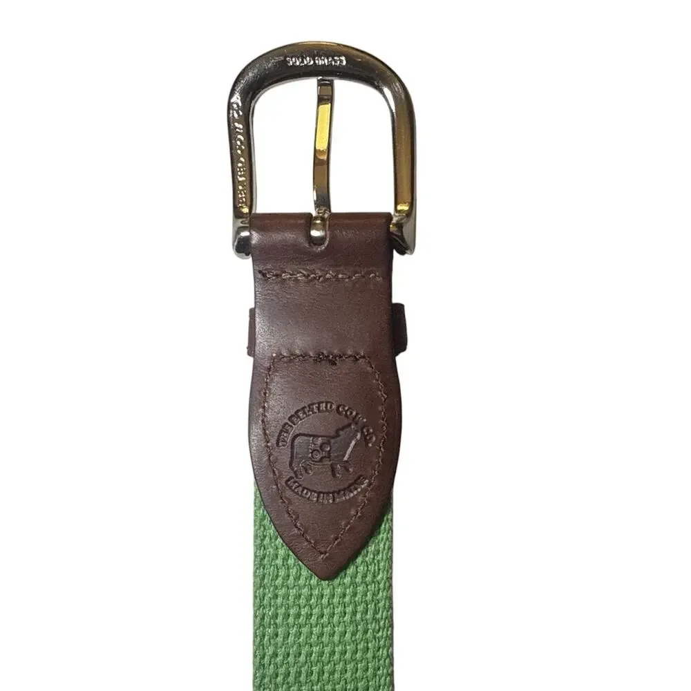 TheBelted Cow Co. Maine Palm Tree Ribbon Belt Leather Brass Buckle 36/40